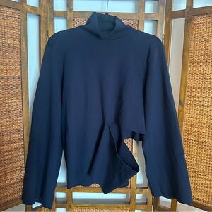 JBNY navy blue mock neck side slit long sleeve sweater medium